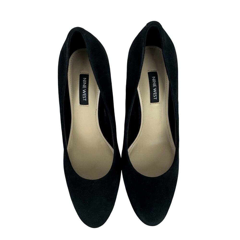 NINE WEST YUNIP 3 LEATHER ALMOND TOE BLOCK HEELS IN BLACK NWOB WOMEN'S SIZE 7M - Picture 1 of 15